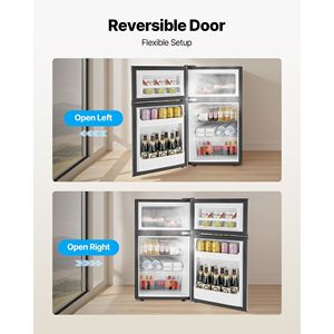 Mini Frigorifero Compatto a Due Porte da 3,2 Cu.Ft ad Alta Efficienza Energetica con Ripiano a Temperatura Regolabile - Product Image 6