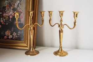 Vintage three arm candelabrums Set of two <b>brass</b> candelabrums Three arm <b>candlestick</b> holders Vintage candelabrum <b>Brass</b> - Product Image 6