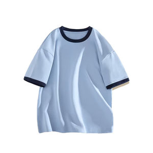 Camisetas personalizadas con hombros caídos para hombre, 100% algodón, cuello redondo acanalado de alta calidad, camisetas oversize de estilo urbano para hombre. - Product Image 6