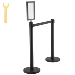 Confezione da 6 Pali Divisori in Acciaio al Carbonio Verniciati a Forno per Controllo Folla, con Supporto per Cartelli e Banner - Product Image 1