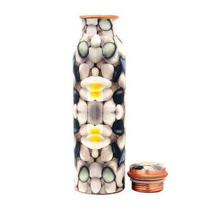 Bouteille 1000 ml en cuivre pur à 100 %, imprimée sur mesure, fabriquée à la main en Inde, style moderne classique, marque MHQ, portable, pour la guérison ayurvédique - Product Image 1