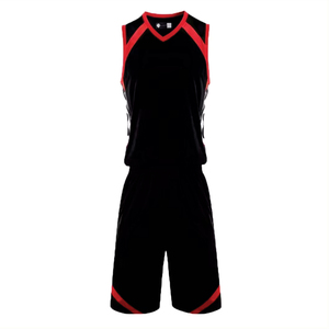 Uniforme de Baloncesto Negro para Hombre con Ribete Rojo y Logotipo Lateral Blanco, Ropa Deportiva para Todas las Temporadas - Product Image 2
