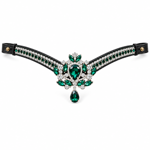 Fronture de cheval en cristal émeraude royal avec pierres marquise |   Bridon équestre en cuir personnalisable de qualité supérieure pour - Product Image 1