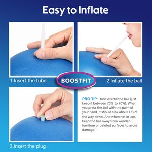 Ballon d'exercice compact de 9 pouces pour Pilates, entraînement de stabilité, fitness, renforcement du tronc, barre de yoga, avec guide d'entraînement complet inclus - Product Image 2