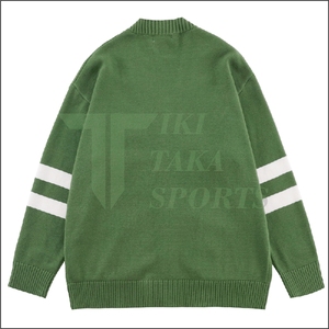 Oversized Unisex University Knitted Patchwork <b>Cardigan</b> <b>Sweater</b> Custom Logo High Quality Winter Wool/Nylon Men Tiki Taka Sports - Product Image 3
