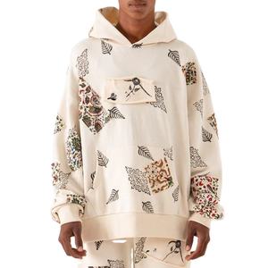 Conjuntos de invierno de talla grande personalizados unisex, sudaderas ecológicas transpirables con capucha de gran tamaño con estampado Puff, chándal sólido - Product Image 3