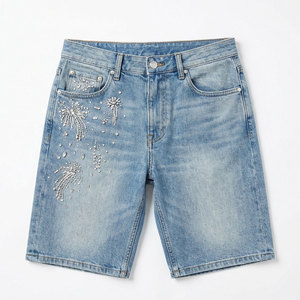 Shorts de mezclilla para hombre, informales, para verano, cómodos, de tela ligera - Product Image 1