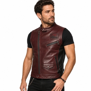 Men <b>Leather</b> Vest High Quality <b>Leather</b> <b>Sleeveless</b> <b>Jacket</b> Button Front Comfortable Fit Durable Motorcycle Fashion Wholesale - Product Image 1