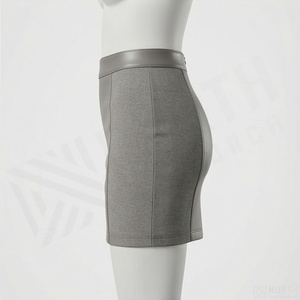 Minifalda de cintura alta de piel sintética para mujer, estilo lápiz con bloques de color, sexy y ajustada, estilo club - Product Image 3