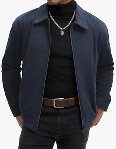 Blouson bomber en velours côtelé pour homme, fermeture éclair, style trucker vintage, avec poches et doublure - Product Image 1