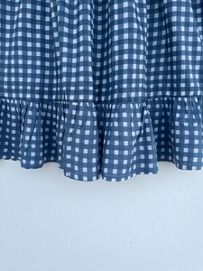 Robe d'été légère pour femme en coton bleu à carreaux, col carré, corsage froncé, manches bouffantes, ourlet à volants, style babydoll - Product Image 4