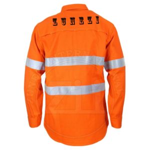 Camisas de trabajo reflectantes de manga larga ignífugas CAT 2 FR de alta visibilidad color naranja, camisa de trabajo de alta calidad para hombre, ropa de trabajo ignífuga FR. - Product Image 4