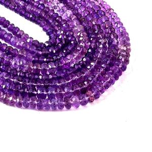 Meilleure Vente : Perles d'Améthyste Naturelle Facettées Coupe Rondelle 3mm-6mm, Pierre de Naissance de Février, pour la Fabrication de Bijoux, Vente en Gros - Product Image 2