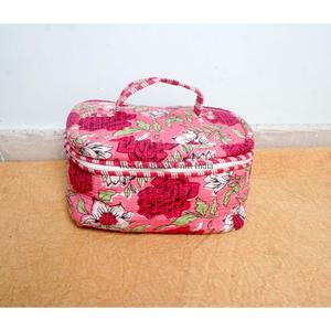 Elegant floral printed Cotton Luxe Vanity Set Soft Stylish 3-Piece Vanity Essentials Comfortable Beauty 3-Piece Cotton Case - Product Image 4