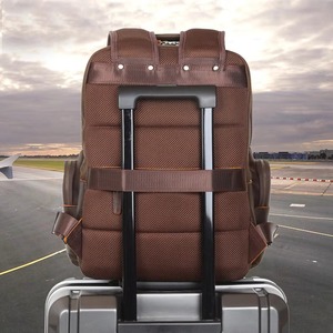 Waterproof Genuine Cow Leather <b>Backpack</b> Anti-Theft Vintage <b>Laptop</b> Rucksack for <b>Work</b> and Travel LBP-0413 - Product Image 4