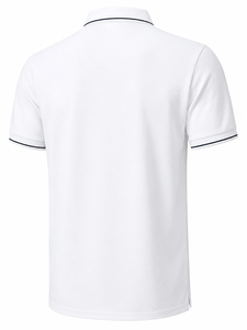 เสื้อโปโลแขนสั้นสีขาวสำหรับผู้ชาย ผ้าปิเก้ สีพื้น ระบายอากาศได้ดี สวมใส่สบาย เหมาะสำหรับกอล์ฟ เทนนิส ธุรกิจ ทรงปกติ - Product Image 6