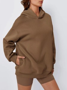 Sweat-shirts à capuche amples pour femmes, personnalisables en gros, les plus vendus, couleur unie, coton et polyester, décontractés, grandes tailles - Product Image 4