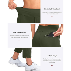 Pantalones de Golf Verde Oliva para Mujer, Cintura Elástica, Tejido Elástico, Color Sólido, Corte Deportivo, Transpirables - Product Image 6