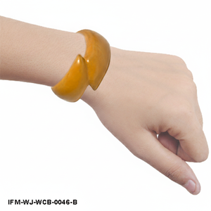 Handcrafted Abstract <b>Wooden</b> Cuff <b>Bangle</b> Mustard Yellow Sculptural Statement Bracelet Minimalist Organic Wood Jewelry for Women - Product Image 6