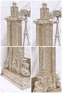 Berceau pour bébé en teck poli argenté, design royal, fait main, style vintage, détachable, personnalisable, pour cérémonie de baptême - Product Image 3