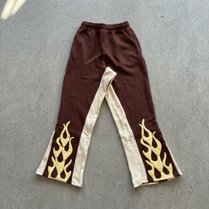 Pantalones para correr de punto con cordón acampanados lavados con ácido Unisex de talla grande, pantalones personalizados en blanco, pierna ancha, dobladillo crudo Vintage - Product Image 6