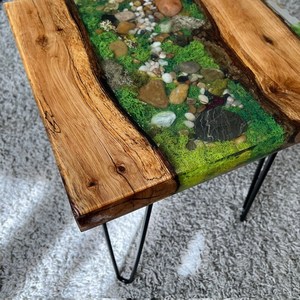 Forest Creek Wooden Moss <b>Epoxy</b> <b>Table</b> Handmade Rustic River Design <b>Coffee</b> <b>Table</b> Natural Pebble Art Luxury Nature Inspired Home - Product Image 2