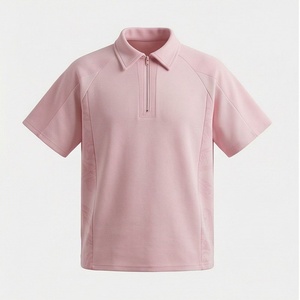 Chemises polo à col quart zippé en coton 100% de haute qualité, poids lourd, couleur contrastée personnalisée, pour vêtements homme, design grande taille - Product Image 1