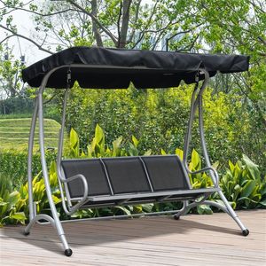 Dondolo da Esterno a 3 Posti con Tettuccio Regolabile, Struttura in Acciaio Resistente, Panchina da Giardino per Portico - Product Image 2