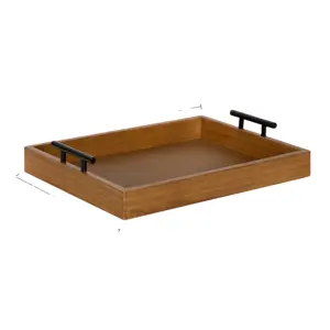 Home Large Decorative Serving Tray for Dining <b>Table</b>, Coffee <b>Table</b>, Vanity, Ottoman, Console <b>Table</b> with Wide Polished Gold Metal - Product Image 1