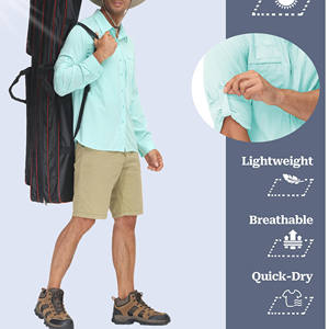 Camisa de senderismo para hombre, corte ajustado, de verano, de secado rápido, para senderismo, ciclismo, pesca, transpirable y con estampado digital. - Product Image 4