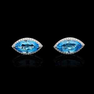 Marquise Cut <b>Blue</b> Topaz Halo <b>Earrings</b> White Gold Plated 925 Sterling Silver Luxury Jewelry Women Elegant Gift - Product Image 6