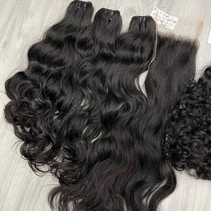 Best Product 2026 Natural Wavy Weft Hair Extension Bundle 100% Human Hair with Full Cuticle for <b>Bleaching</b> Double Drawn Raw Hair - Product Image 5