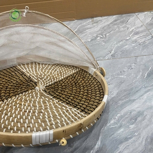 Seagrass food <b>cover</b> with fan pattern Kitchenware and <b>table</b> decoration Wholesale eco-friendly Made in Viet Nam - Product Image 6