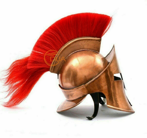 Casco de Armadura de Hierro Romano del Rey Leónidas Griego Medieval para 300 soldados, con Pluma Roja y Acabado de Cobre Antiguo, para Guerrero, Navidad, Halloween - Product Image 4