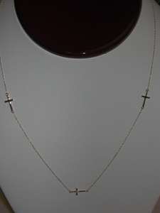 Collar con tres cruces de circonita natural, plata de ley 925, chapado en oro de 14 quilates, joyería fina, regalo para mujer - Product Image 2