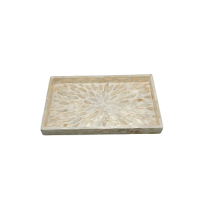 Plateau de service rectangulaire en nacre, plateau décoratif de luxe en mosaïque hexagonale en coquillage pour la maison, l'hôtel, la table basse, le plateau ottoman - Product Image 3