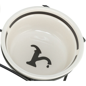 Bol à eau pour animaux de compagnie en céramique 0,25 L Blanc Noir Motif empreinte de patte - Product Image 4