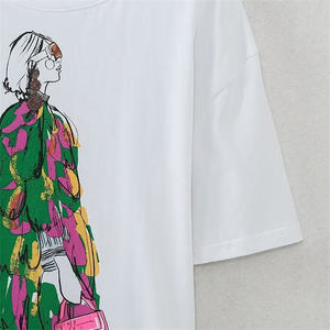 เสื้อยืดผู้หญิงคุณภาพสูงสำหรับฤดูร้อน ลายพิมพ์ตัวอักษรลำลอง ปักลายตามสั่ง ผ้าโพลีเอสเตอร์ถัก ระบายอากาศได้ดี ทรงปกติ - Product Image 6