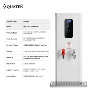 Hervidor de Agua Aquatek AQ-5111-10 |   10L de Alta Capacidad |   Calentamiento Rápido de 1800W | Acero Inoxidable |   Caliente/temperatura ambiente para cafeterías y tiendas de té - Product Image 1