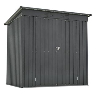 Caseta de Almacenamiento para Exteriores Resistente a la Intemperie de 6 x 4 pies, Color Negro, para Jardín, Patio Trasero o Césped - Product Image 1