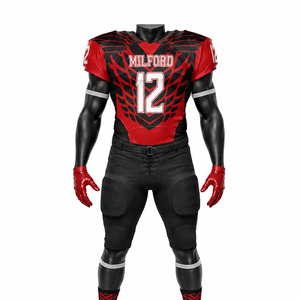 Conjunto de Uniforme de Fútbol Americano Personalizado, Camiseta y Pantalones Acolchados, Color Rojo y Negro, Ropa Deportiva Personalizada - Product Image 1