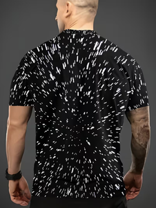 Camiseta de Manga Corta para Hombre, Cuello Redondo, Patrón Geométrico, Corte Regular, Ropa Casual, Tejido de Poliéster Transpirable - Product Image 3