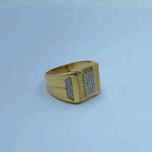 Elegant 22K Gold <b>Mens</b> Ring with Diamond Center Panel and Perforated Band Design Stylish Heavy Finger Ring Luxury Jewellery - Product Image 1