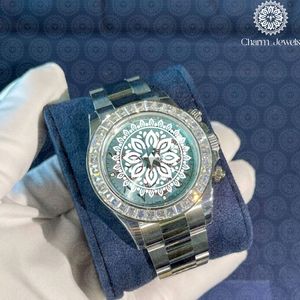 Reloj de Diamantes de Lujo Charm Jewells para Hombre, Caja de Acero Inoxidable de 40 mm, Movimiento Mecánico Analógico, Resistencia al Agua de 10 Bares, Botón de Presión - Product Image 3