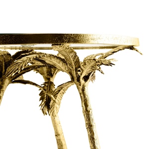 Banco tapizado de lujo Saleem International 2026 con base decorativa de hojas de ginkgo en metal dorado para entrada o dormitorio - Product Image 3