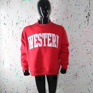 Sweat-shirt à col montant WESTERN RED 100% blanc avec broderie appliquée, col large, URBAN PRODUCTIONS - Product Image 1