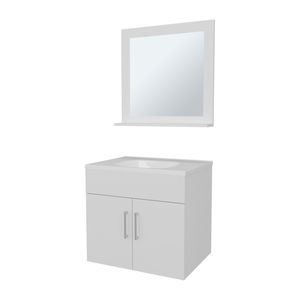 Mobile bagno sospeso Slater White con lavabo, mobiletto a due ante e specchio - Product Image 5