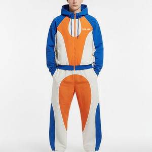 High Quality Custom Made 100% Cotton French Terry Breathable Heavyweight Color Blocked Panelled Hoodie and <b>Sweatpants</b> <b>Set</b> - Product Image 4