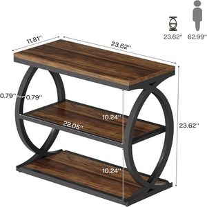 Tavolino Laterale con Funzione di Scaffale Portaoggetti, Tavolino da Caffè o Tè con Console Nascosta - Product Image 6
