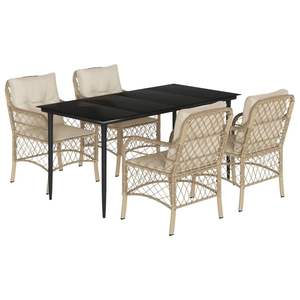 Juego de Comedor para Jardín Transparente en Beige, Negro y Crema - Product Image 2